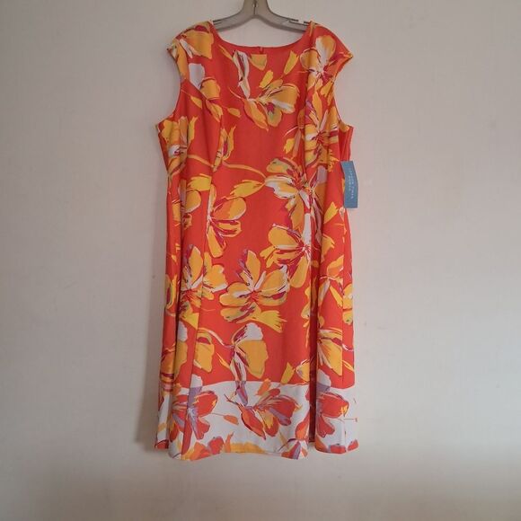 NWT London Times Dress Women's 20W Plus Size Midi Floral Tropical Summer Beach - Picture 5 of 14